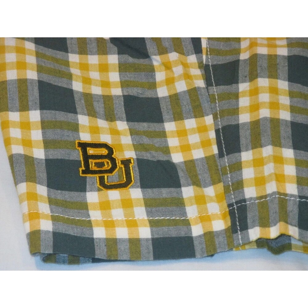 BAYLOR BEARS University GREEN, GOLD & White PLAID SHORTS Olde School size 38